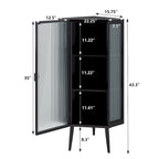 Meuble d'angle à 3 étagères avec porte vitrée – Noir / Blanc, Fer et Verre trempé