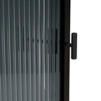 Meuble d'angle à 3 étagères avec porte vitrée – Noir / Blanc, Fer et Verre trempé