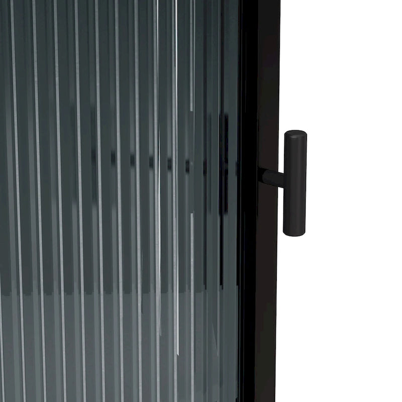 Meuble d'angle à 3 étagères avec porte vitrée – Noir / Blanc, Fer et Verre trempé
