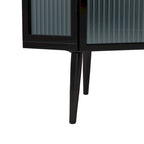 Meuble d'angle à 3 étagères avec porte vitrée – Noir / Blanc, Fer et Verre trempé