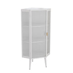 Meuble d'angle à 3 étagères avec porte vitrée – Noir / Blanc, Fer et Verre trempé