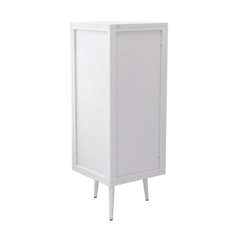 Meuble d'angle à 3 étagères avec porte vitrée – Noir / Blanc, Fer et Verre trempé