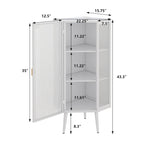 Meuble d'angle à 3 étagères avec porte vitrée – Noir / Blanc, Fer et Verre trempé