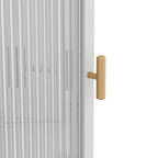 Meuble d'angle à 3 étagères avec porte vitrée – Noir / Blanc, Fer et Verre trempé