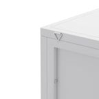 Meuble d'angle à 3 étagères avec porte vitrée – Noir / Blanc, Fer et Verre trempé