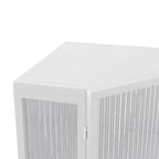 Meuble d'angle à 3 étagères avec porte vitrée – Noir / Blanc, Fer et Verre trempé