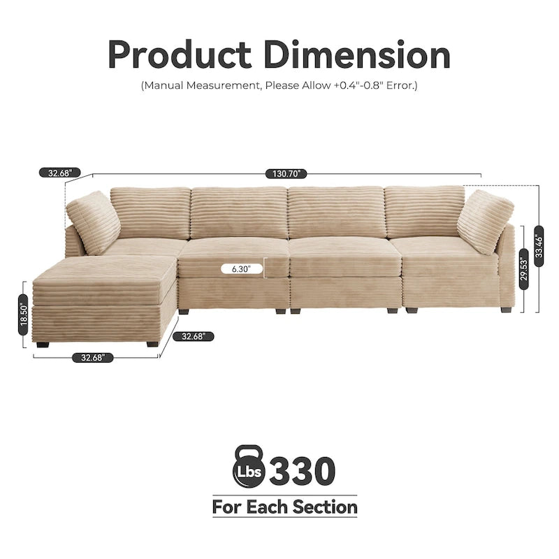 Canapé 3 places en velours gris/noir/beige à assise profonde avec ottoman
