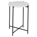 Table d'appoint ronde avec plateau en terrazzo blanc et pieds en métal noir, 1 personne