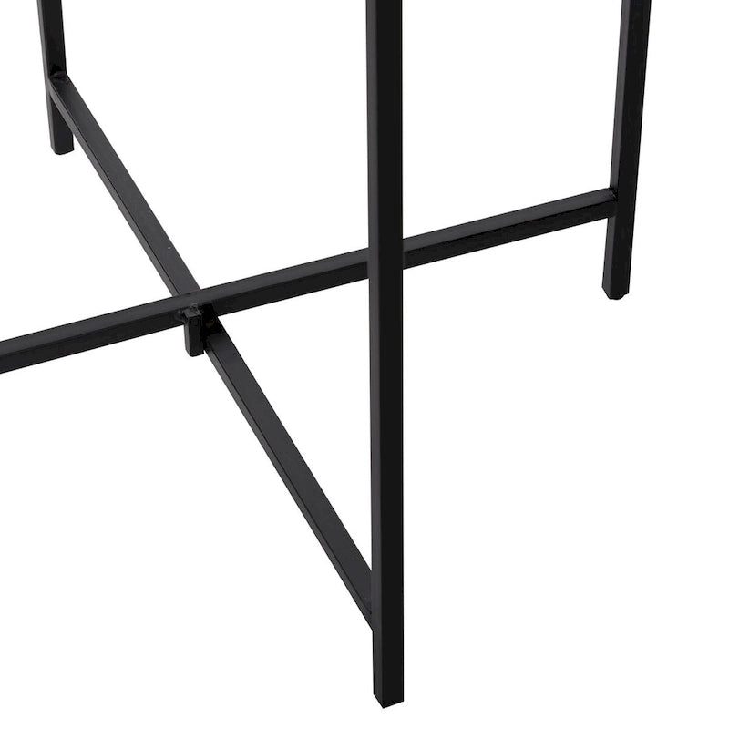 Table d'appoint ronde avec plateau en terrazzo blanc et pieds en métal noir, 1 personne