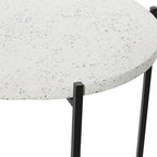 Table d'appoint ronde avec plateau en terrazzo blanc et pieds en métal noir, 1 personne