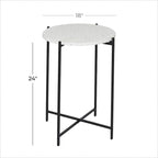 Table d'appoint ronde avec plateau en terrazzo blanc et pieds en métal noir, 1 personne