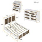 Ensemble de chambre 4 pièces lit Queen blanc/noir – Style ferme, pour 1-2 personnes