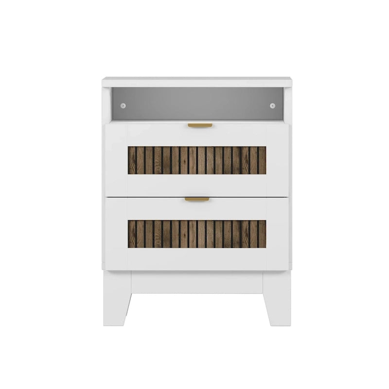 Ensemble de chambre 4 pièces lit Queen blanc/noir – Style ferme, pour 1-2 personnes