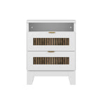 Ensemble de chambre 4 pièces lit Queen blanc/noir – Style ferme, pour 1-2 personnes