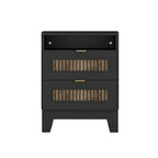 Ensemble de chambre 4 pièces lit Queen blanc/noir – Style ferme, pour 1-2 personnes