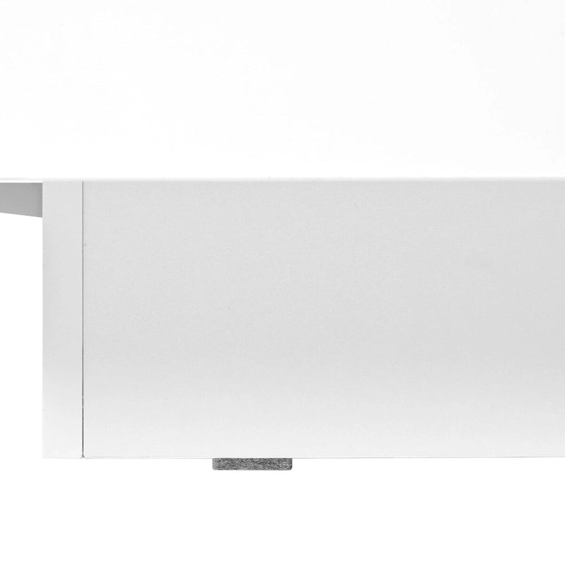 Table basse carrée blanche/noire avec plateau coulissant et rangement dissimulé