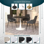 Table à manger ronde 4 places blanche / noire / blanche marbrée, style pied central Mid-Century