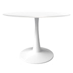 Table à manger ronde 4 places blanche / noire / blanche marbrée, style pied central Mid-Century