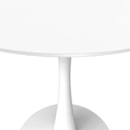 Table à manger ronde 4 places blanche / noire / blanche marbrée, style pied central Mid-Century