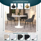 Table à manger ronde 4 places blanche / noire / blanche marbrée, style pied central Mid-Century